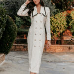 Φόρεμα maxi με μεγάλο γιακά άσπρο