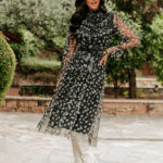 Φόρεμα midi με τούλι ασπρόμαυρο