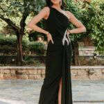 Φόρεμα maxi με στρας μαύρο