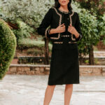 Σετ σακάκι-φόρεμα tweed μαύρο