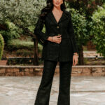 Κοστούμι tweed μαύρο με χάντρες