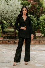 Κοστούμι tweed μαύρο με χάντρες