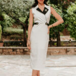 Φόρεμα midi άσπρο τύπου Chanel