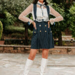 Φόρεμα mini μπλε ριγέ και διαφάνεια