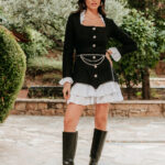 Φόρεμα midi tweed μαύρο τύπου Chanel