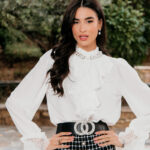 Πουκάμισο άσπρο με φραμπαλά και στρας