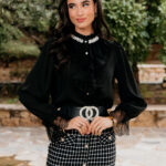 Πουκάμισο μαύρο με φραμπαλά και στρας