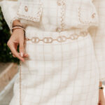 Ζώνη χρυσή αλυσίδα σε σχήμα ορθογώνιο με στρας