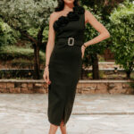 Φόρεμα midi με λουλούδια μαύρο