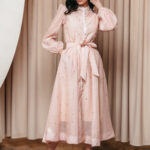 Φόρεμα maxi με στρας σομόν