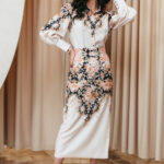 Σετ πουκάμισο-φούστα floral εκρού