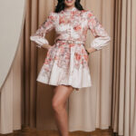 Φόρεμα mini floral εκρού