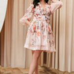 Φόρεμα mini floral σομόν