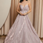 Φόρεμα maxi lurex ροζ