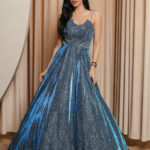 Φόρεμα maxi lurex μπλε