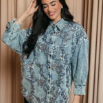 Τζιν τζάκετ oversized με παγιέτες