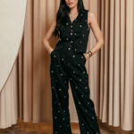 Σετ γιλέκο παντελόνι μαύρο με χάντρες