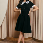 Φόρεμα midi πλεκτό μαύρο με πέρλες