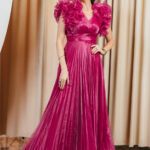 Φόρεμα maxi φουξ τουλι με φραμπαλά