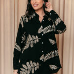 Πουκάμισο oversized μαύρο με χρυσό κέντημα