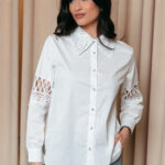 Πουκάμισο άσπρο με δαντέλα και στρας