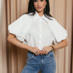 Πουκάμισο άσπρο balloon με στρας