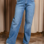 Παντελόνι τζιν σκούρο μπλε με στρας