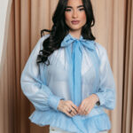 Μπλούζα σιθρού γαλάζιο με φραμπαλά