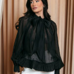 Μπλούζα σιθρού μαύρο με φιόγκο