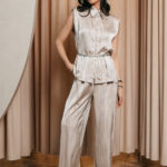 Σετ γιλέκο παντελόνι σατέν μπεζ