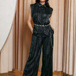 Σετ γιλέκο παντελόνι σατέν μαύρο