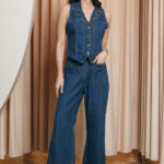 Σετ γιλέκο παντελόνι τζιν με πέτρα στρας