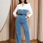 Ολόσωμη φόρμα τζιν με ζώνη