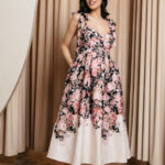 Φόρεμα midi floral σομόν