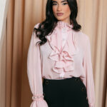 Πουκάμισο ροζ σιθρού με χάντρες και στρας