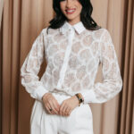 Πουκάμισο σιθρού με παγιέτα άσπρο