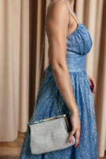 Tσάντα φάκελος στρας clutch silver - Image 4