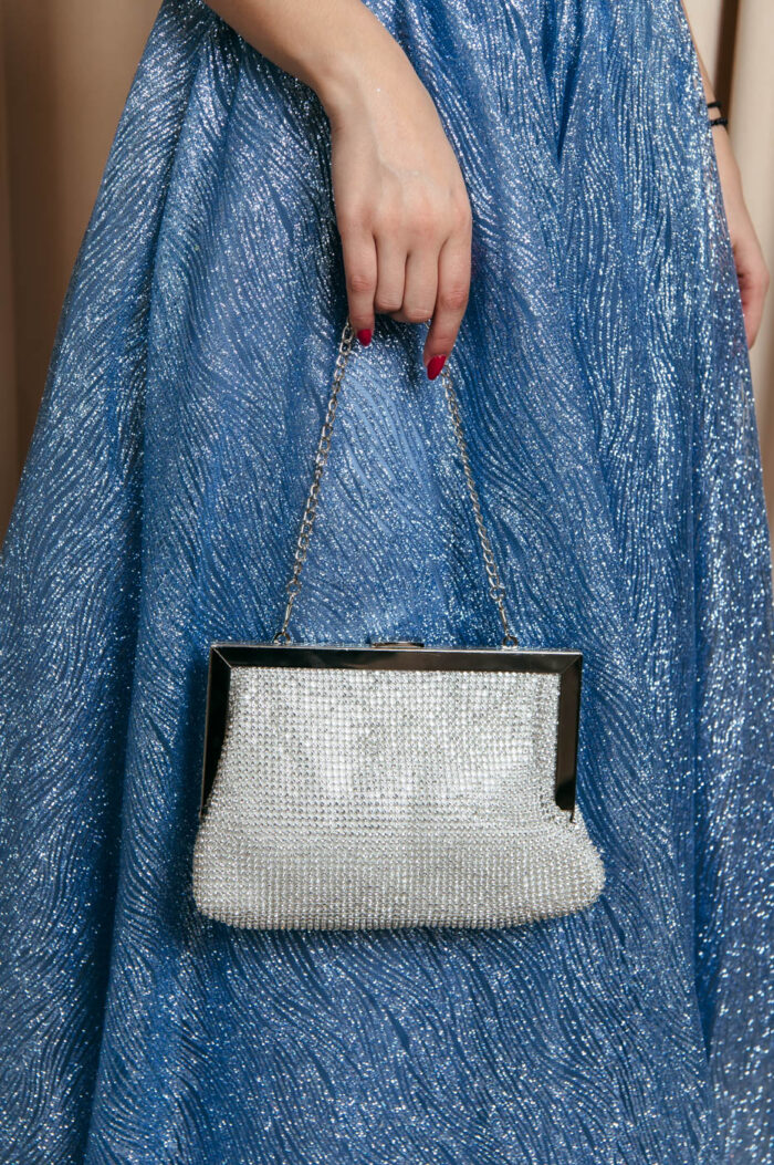 Tσάντα φάκελος στρας clutch silver - Image 2