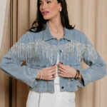 Τζάκετ τζιν με στρας και πέρλες