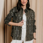 Τζάκετ τζιν γκρι σκούρο με παγιέτες