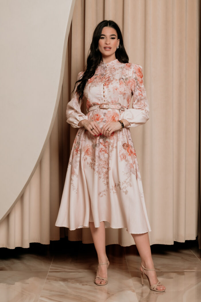Φόρεμα maxi floral εκρού