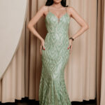 Φόρεμα maxi με τρισδιάστατο γκλίτερ μέντα