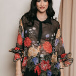 Πουκάμισο floral με φραμπαλά μαύρο