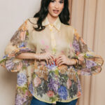 Πουκάμισο floral με φραμπαλά κίτρινο