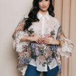 Πουκάμισο floral με φραμπαλά άσπρο