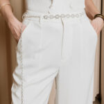 Ζώνη αλυσίδα ασημί στρας με τετράγωνο μοτίβο