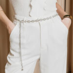 Ζώνη αλυσίδα ασημί στρας με μοτίβο