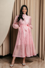 Φόρεμα maxi με στρας baby pink
