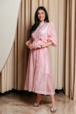 Φόρεμα maxi με στρας baby pink - Image 8