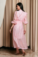 Φόρεμα maxi με στρας baby pink - Image 9